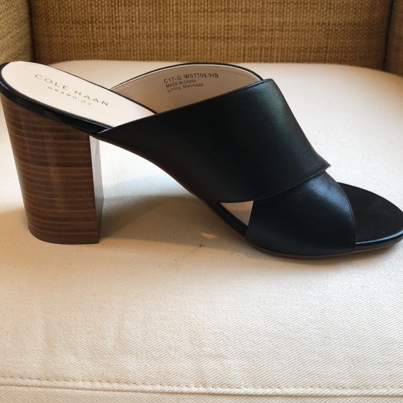 Cole Haan Black Leather Slide size 9 1/2 - Picture 9 of 11